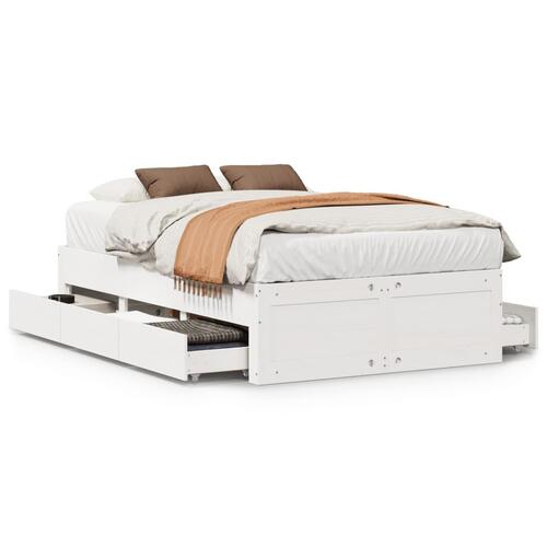 Sengeramme m. skuffer 120x190 cm uden madras massivt fyr hvid