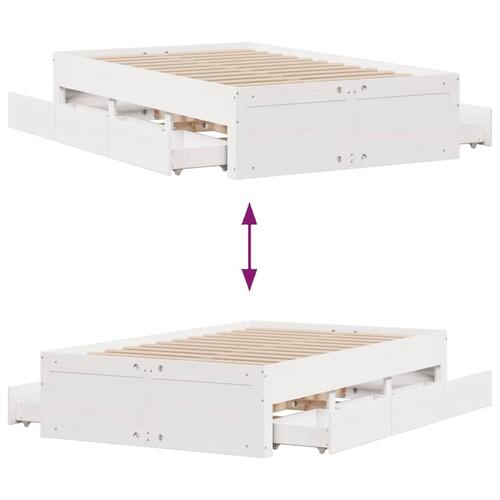 Sengeramme m. skuffer 120x190 cm uden madras massivt fyr hvid