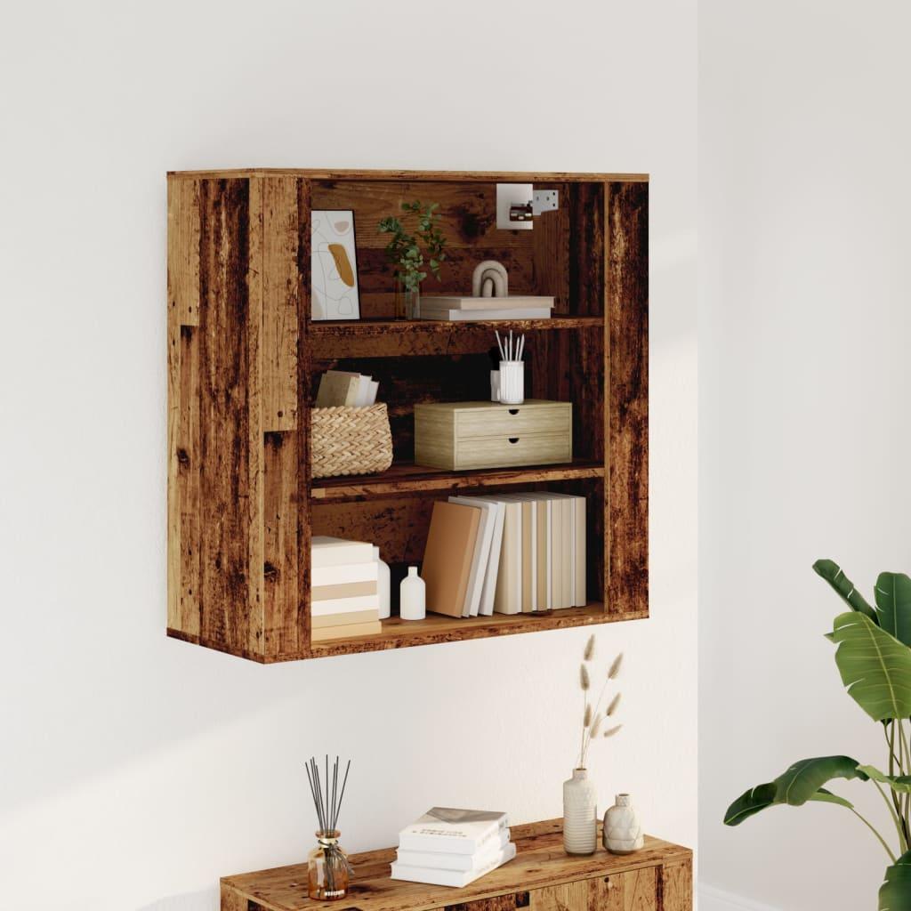 Vægskab 80×33×80 cm i konstrueret træ - gammelt træ-look