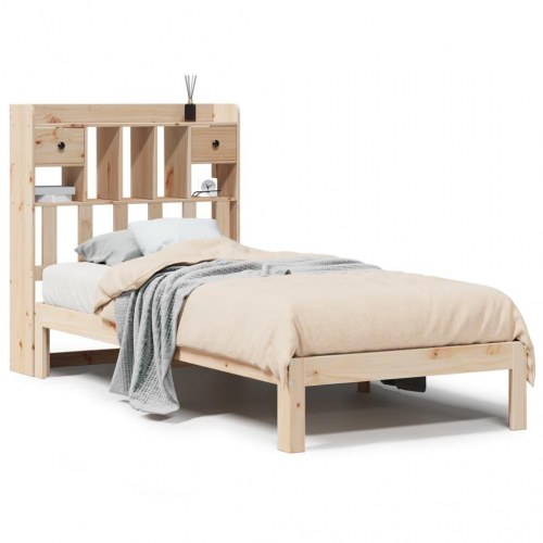 Seng med reol uden madras 75x190 cm massivt fyrretræ