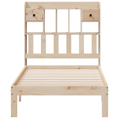 Seng med reol uden madras 75x190 cm massivt fyrretræ