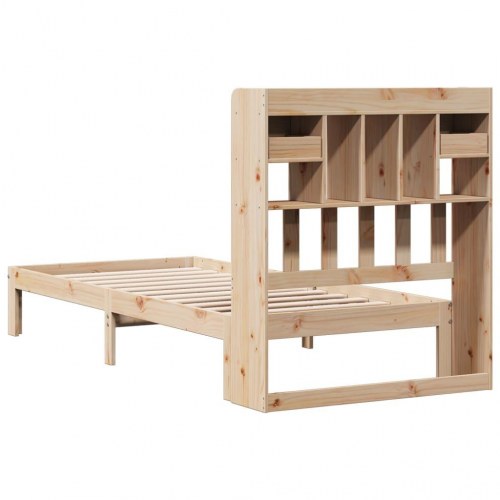Seng med reol uden madras 90×190 cm - massivt fyrretræ