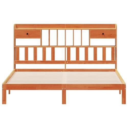 Seng med reol uden madras 180x200cm massivt fyrretræ gyldenbrun