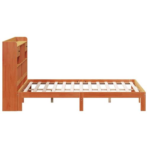 Seng med reol uden madras 180x200cm massivt fyrretræ gyldenbrun