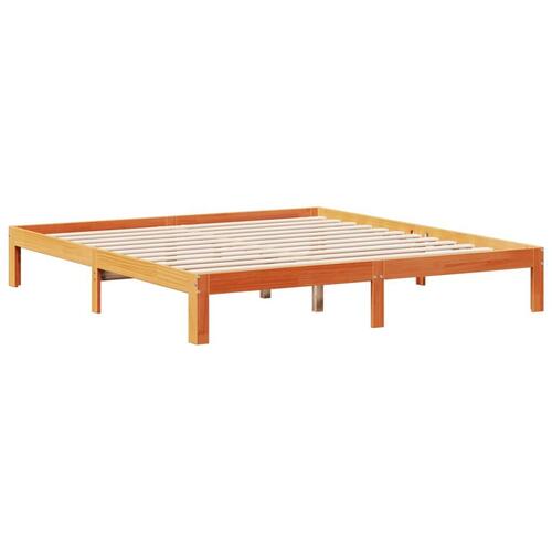 Seng med reol uden madras 180x200cm massivt fyrretræ gyldenbrun