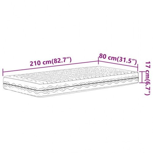 Skummadras 80×210 cm - hårdhed H2/H3, hvid
