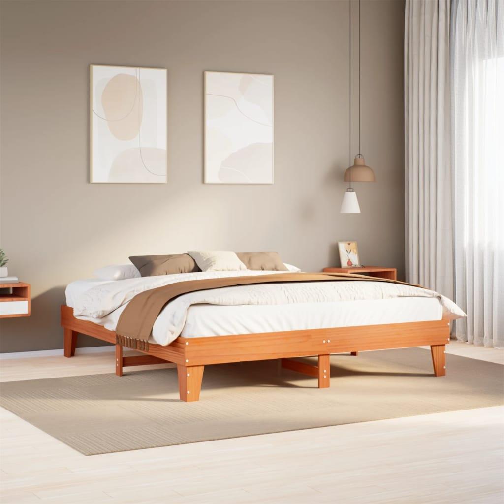 Sengeramme Uden Madras Massivt Fyrretræ - Gyldenbrun / 200 x 200 cm