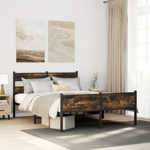 Sengeramme 140 x 200 cm uden madras - røget eg