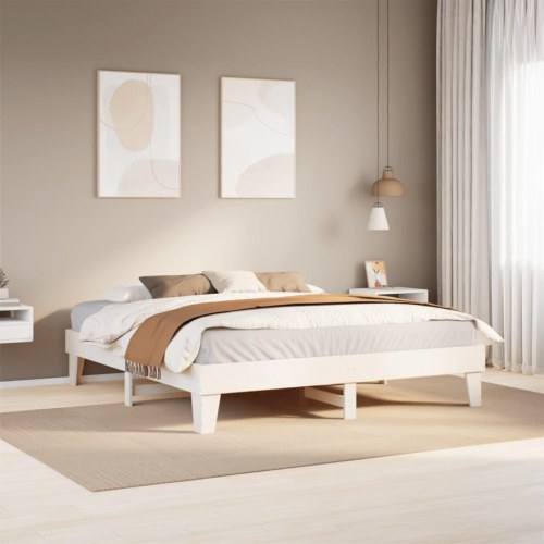 Sengeramme uden madras 180x200 cm massivt fyrretræ hvid