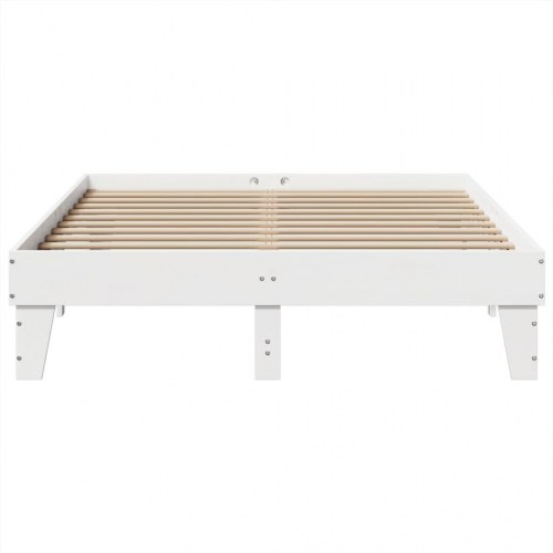 Sengeramme 150 x 200 cm i massivt fyrretræ - hvid