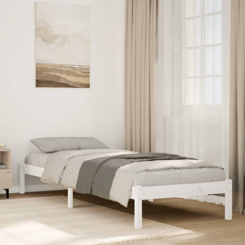 Ekstra lang sengeramme 100x210 cm - massivt fyrretræ, hvid