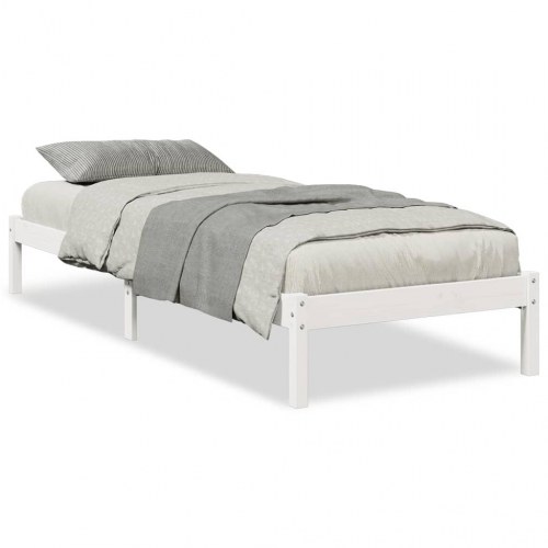 Ekstra lang sengeramme 100x210 cm - massivt fyrretræ, hvid