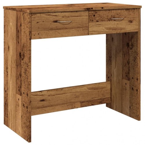 Skrivebord 80 × 40 × 75 cm i konstrueret træ - antikt træ, med 2 skuffer