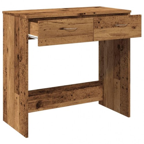 Skrivebord 80 × 40 × 75 cm i konstrueret træ - antikt træ, med 2 skuffer
