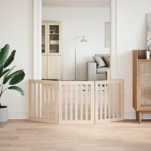 Hundegitter foldbart 3 paneler 150 cm poppeltræ