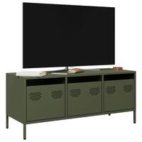 Tv-bord 101,5x39x43,5 cm koldvalset stål olivengrøn