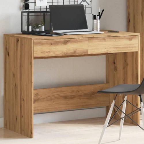 Skrivebord 101 × 50 × 76,5 cm i konstrueret træ - kunsteg, med 2 skuffer