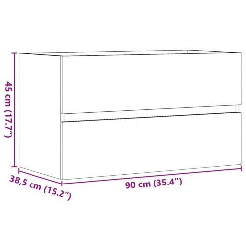 Underskab til håndvask 90x38,5x45 cm konstrueret træ antikt træ