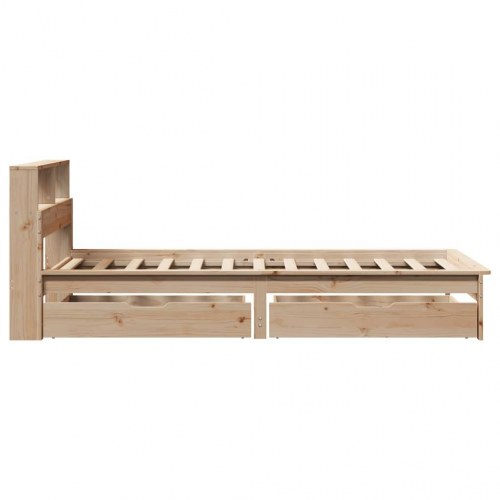 Seng med reol og skuffer 75×190 cm - massivt fyrretræ