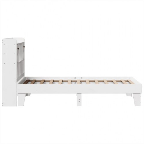 Sengeramme med opbevaring 75x190 cm massivt fyrretræ - hvid