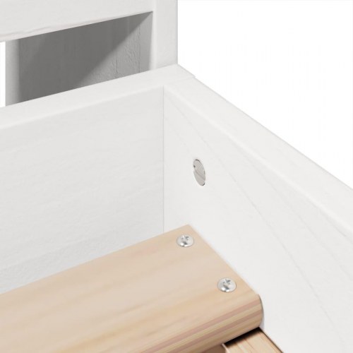 Sengeramme med opbevaring 75x190 cm massivt fyrretræ - hvid