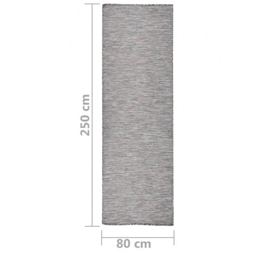 Fladvævet udendørstæppe 80 × 250 cm - brun og blå