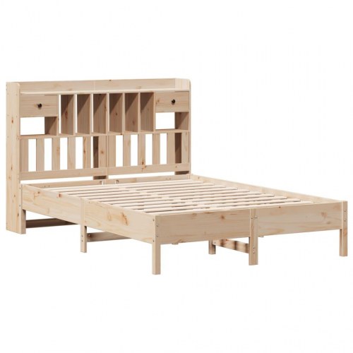 Seng med reol 135x190 cm i massivt fyrretræ - uden madras