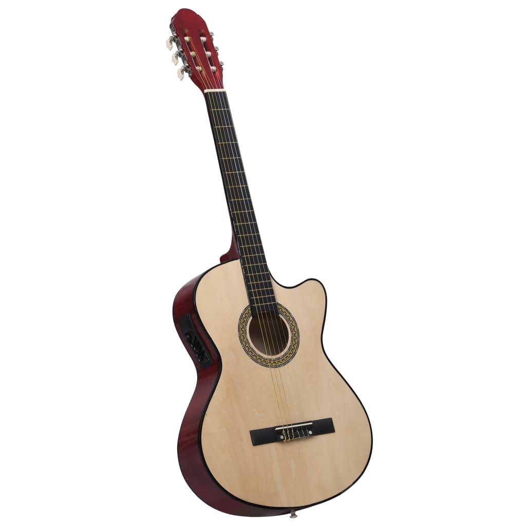 Klassisk western cutaway guitar med equalizer og 6 strenge billede