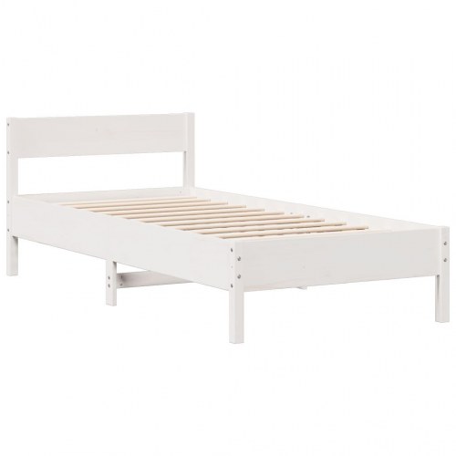 Seng med reol uden madras 100x200 cm massivt fyrretræ hvid