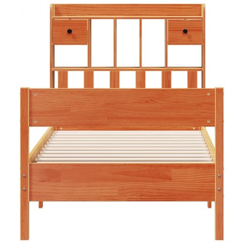 Sengeramme med reolgavl uden madras 75 x 190 cm - gyldenbrun