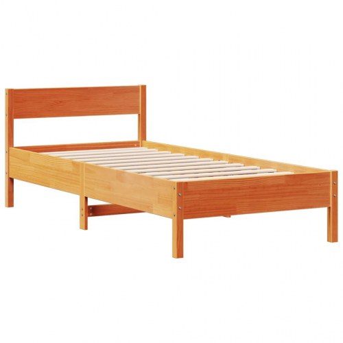 Sengeramme med reolgavl uden madras 75 x 190 cm - gyldenbrun