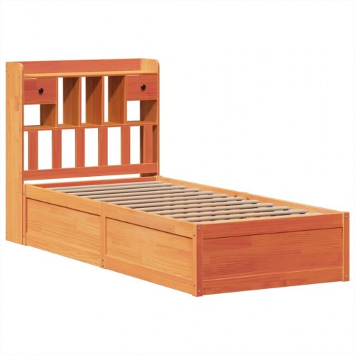 Sengeramme uden madras 75 x 190 cm i massivt fyrretræ - gyldenbrun