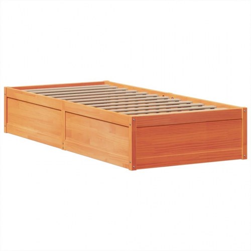 Sengeramme uden madras 75 x 190 cm i massivt fyrretræ - gyldenbrun