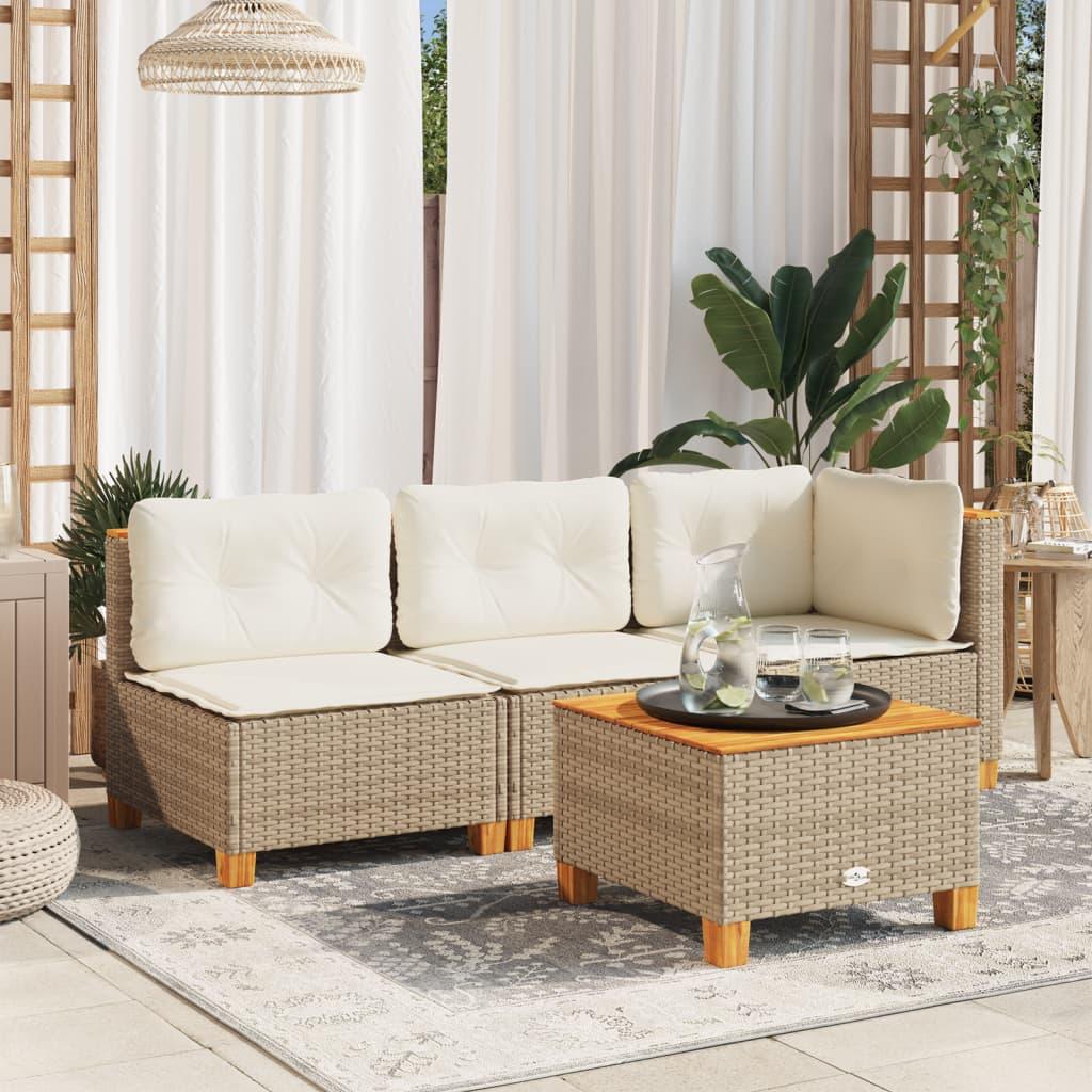 Havebord 55x55x36 Polyrattan Akacietræ Beige