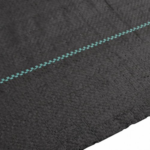 Ukrudtsdug 4 × 25 m - sort PP, 60 g/m² med grønne striber
