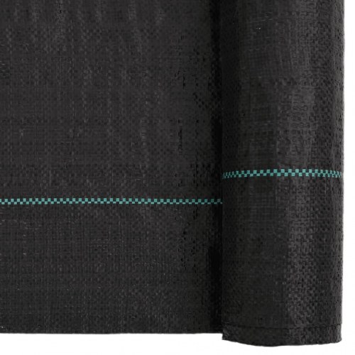 Ukrudtsdug 4 × 25 m - sort PP, 60 g/m² med grønne striber
