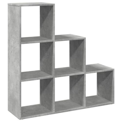 Bogreol/rumdeler 99x29x99cm 3 niveauer konstrueret træ betongrå