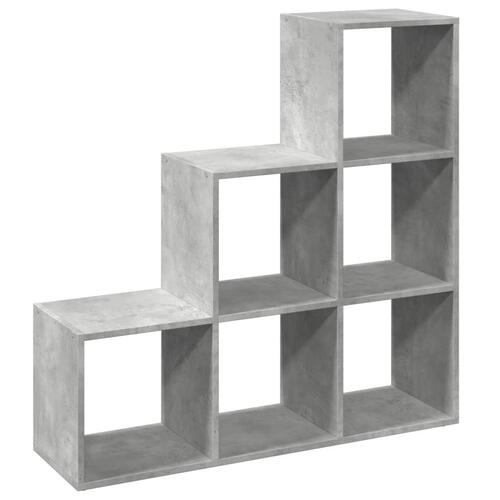 Bogreol/rumdeler 99x29x99cm 3 niveauer konstrueret træ betongrå