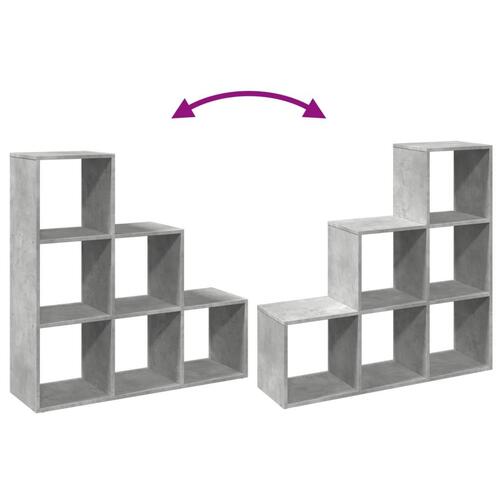 Bogreol/rumdeler 99x29x99cm 3 niveauer konstrueret træ betongrå