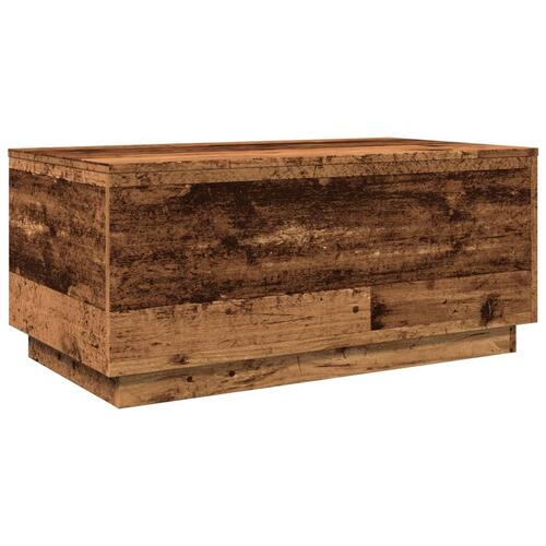 Sofabord med LED-lys 90x50x40 cm gammelt trælook