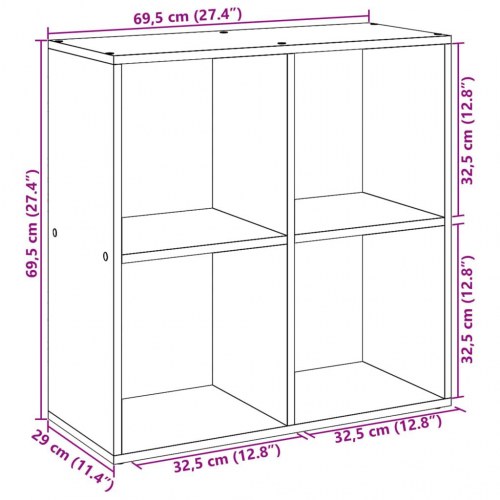 Bogreol/rumdeler 69,5 x 29 x 69,5 cm - antikt træ