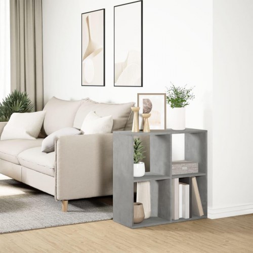 Bogreol/rumdeler i konstrueret træ 69,5 x 29 x 69,5 cm - betongrå