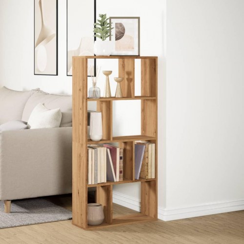 Bogreol 60x20x120 cm konstrueret træ egetræsfarve