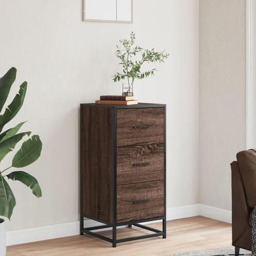 Skab 35,5x35x76 cm konstrueret træ og metal brun egetræsfarve