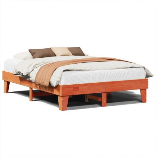 Sengeramme uden madras 150x200 cm i massivt fyrretræ - gyldenbrun