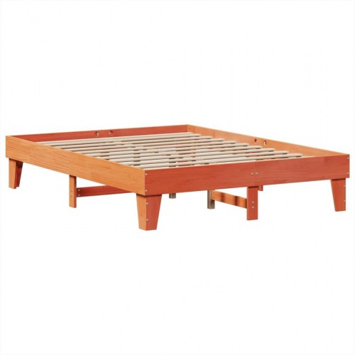 Sengeramme uden madras 150x200 cm i massivt fyrretræ - gyldenbrun