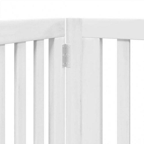 Hundelåge med dør - 4 paneler, 320 cm, foldbar poppeltræ, hvid