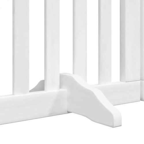 Hundelåge med dør - 4 paneler, 320 cm, foldbar poppeltræ, hvid