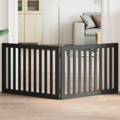 Foldbar hundelåge i poppeltræ - 2 paneler, 160 cm, sort