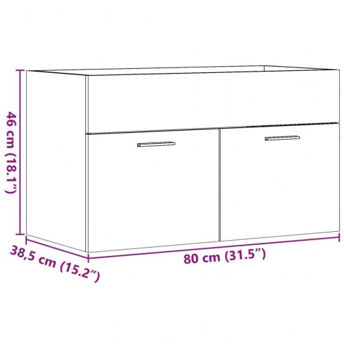 Skab til håndvask 80×38,5×46 cm - konstrueret træ, betongrå
